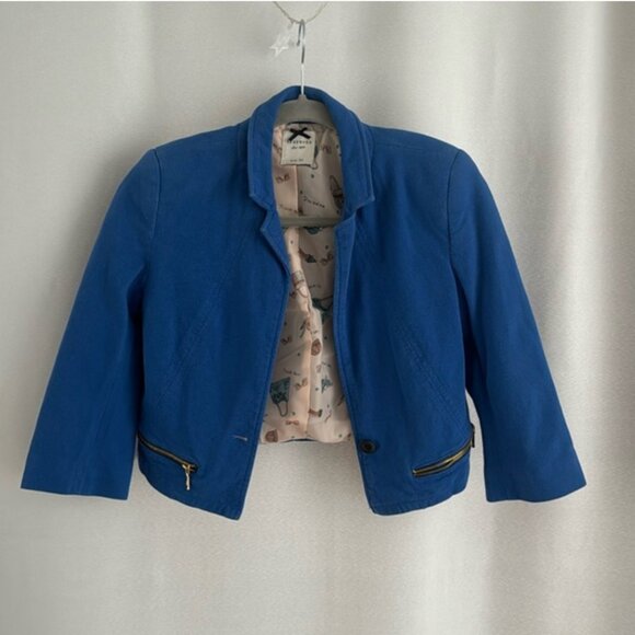 Cropped blazer 3/4 sleeves, size XS , royal blue 💙 - Picture 1 of 11